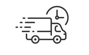 A delivery truck icon on a white background.