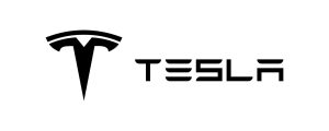The tesla logo on a white background.